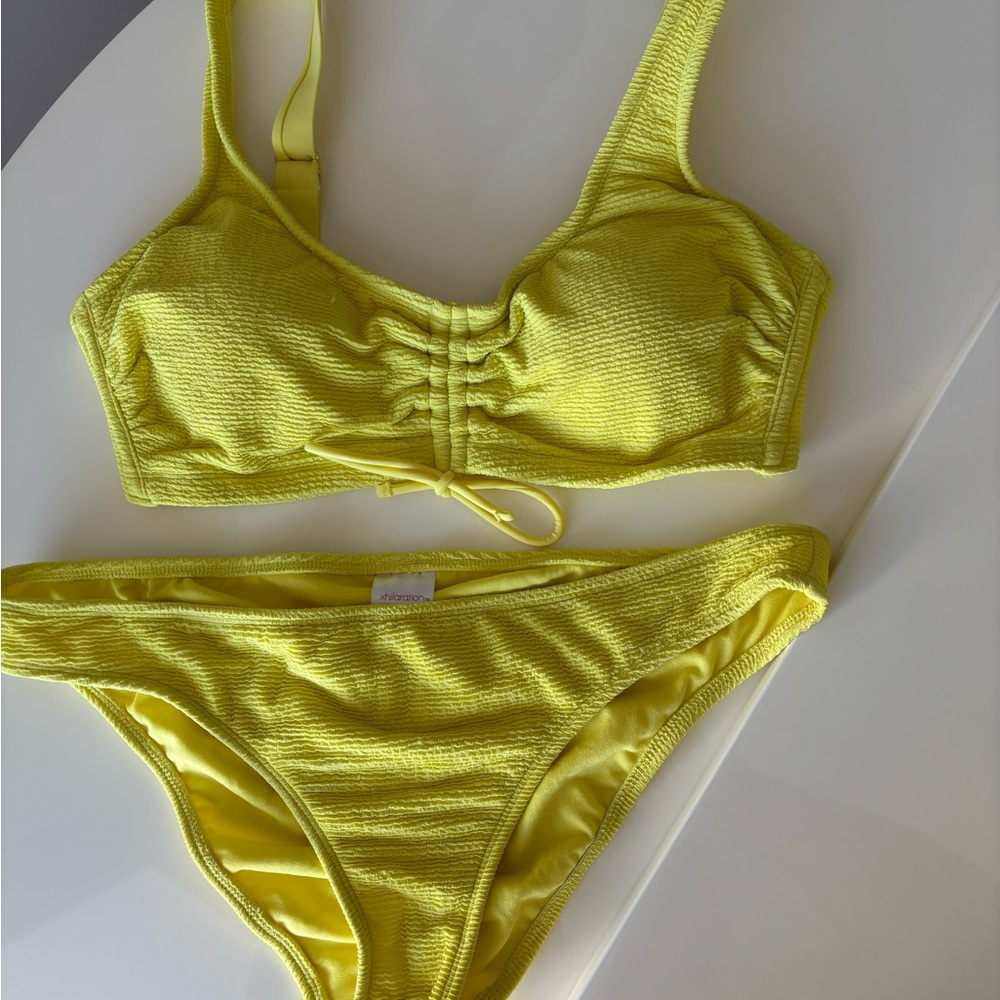 Xhilaration Bright Yellow Textured Swimwear
